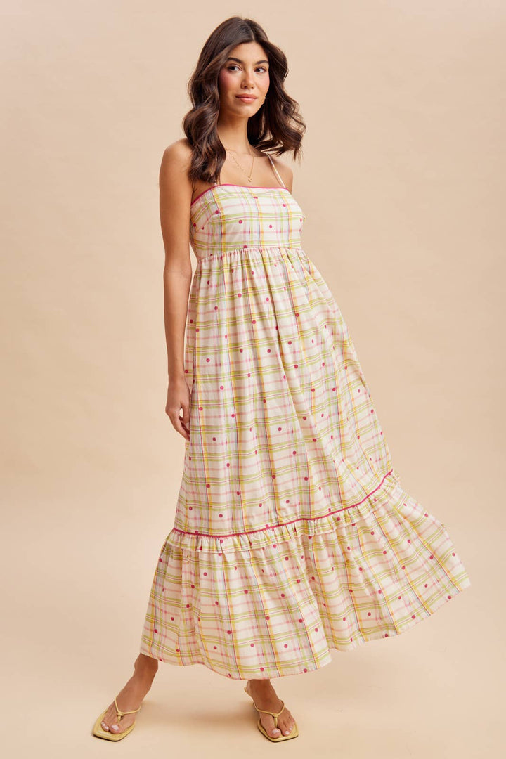 Multi Plaid Maxi Dress