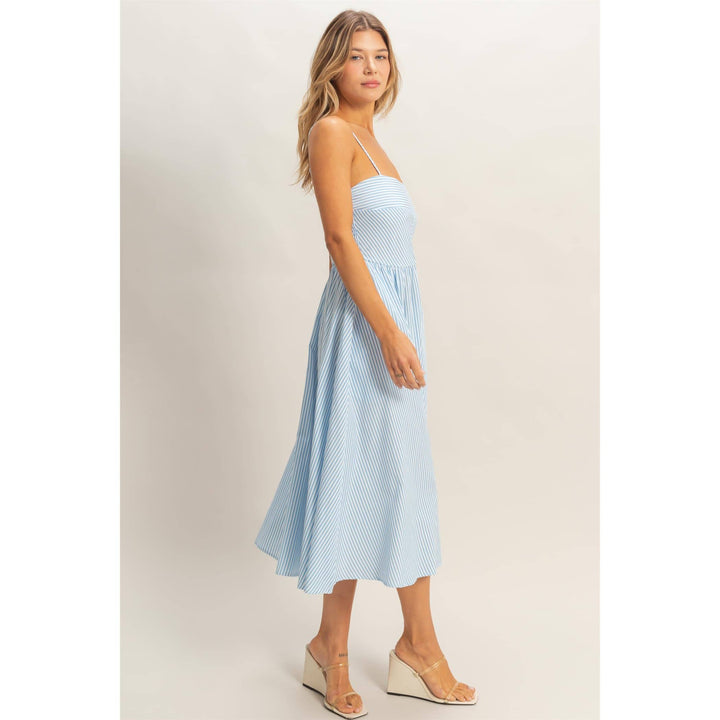 Striped Spaghetti Strap Dress in Light Blue