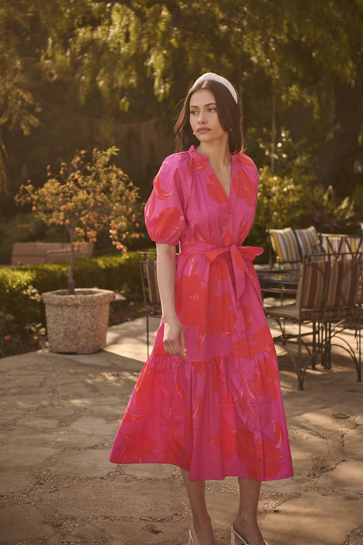Aurea Floral Tiered Midi Dress