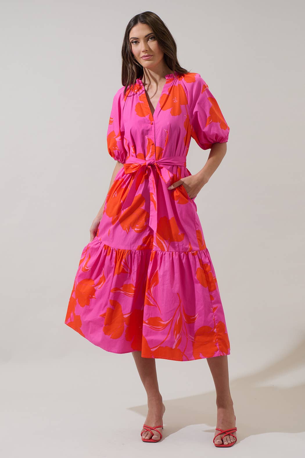 Aurea Floral Tiered Midi Dress
