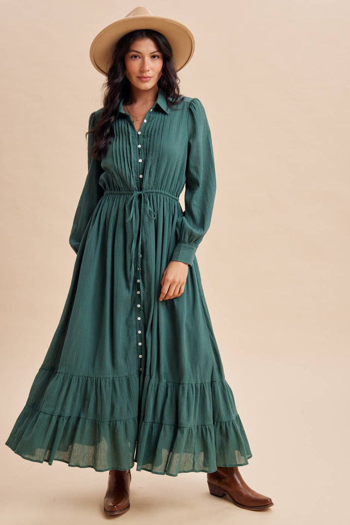 Cotton Maxi Dress in Emerald Green