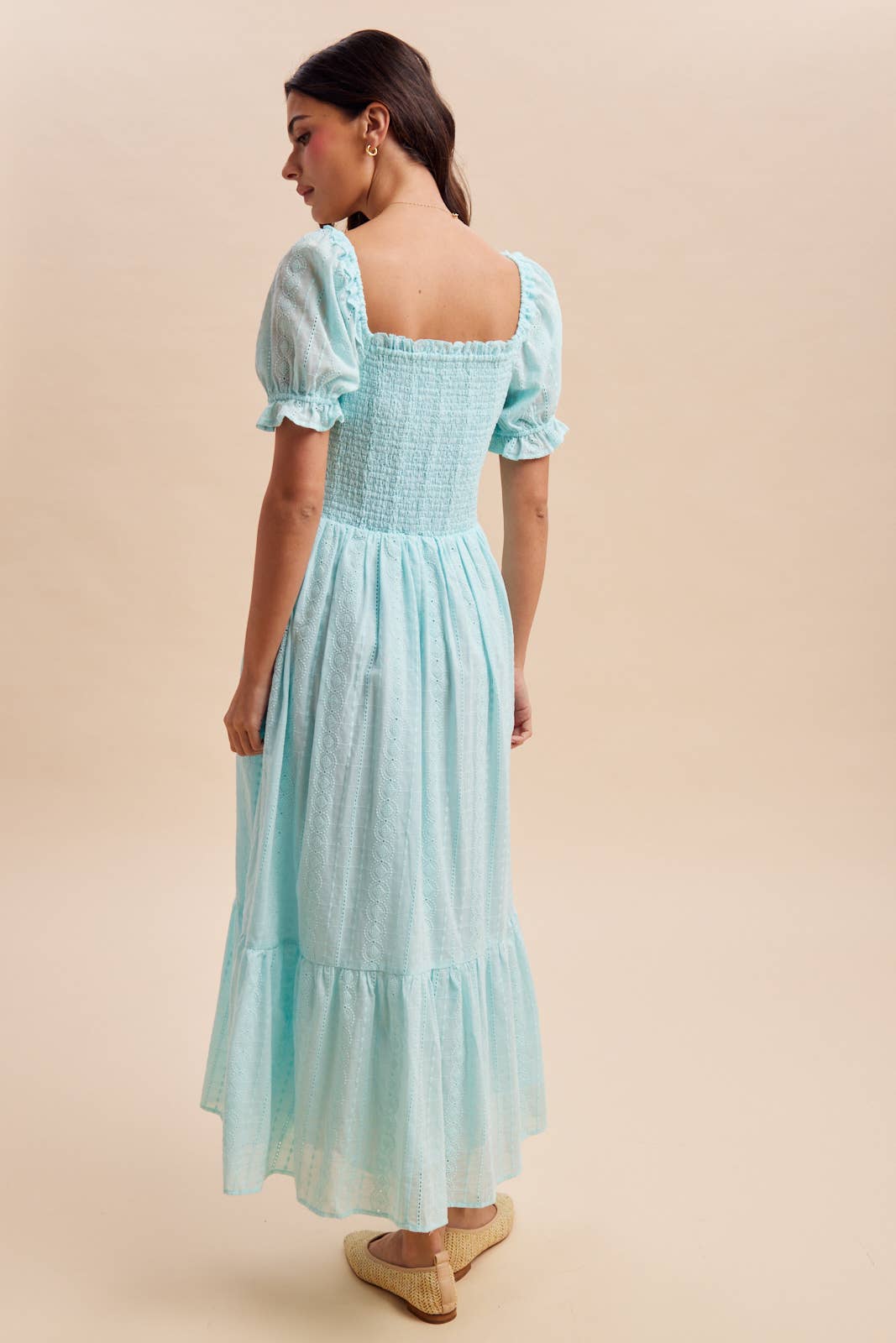 ua smocked eyelet maxi dress – back view