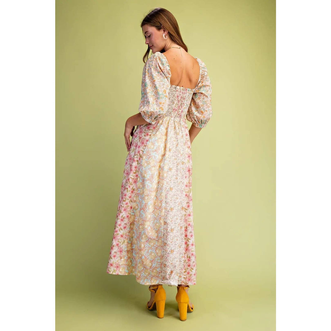 Mixed Floral Midi Dress