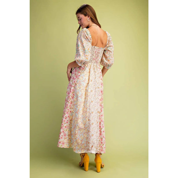 Mixed Floral Midi Dress