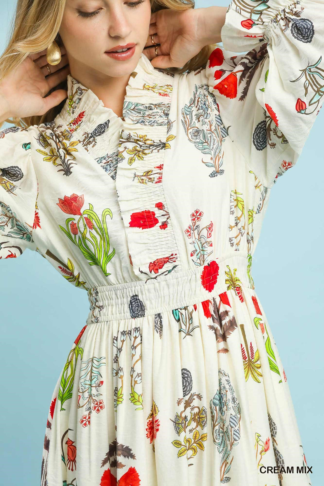 Floral Smocked Waist Midi Dress