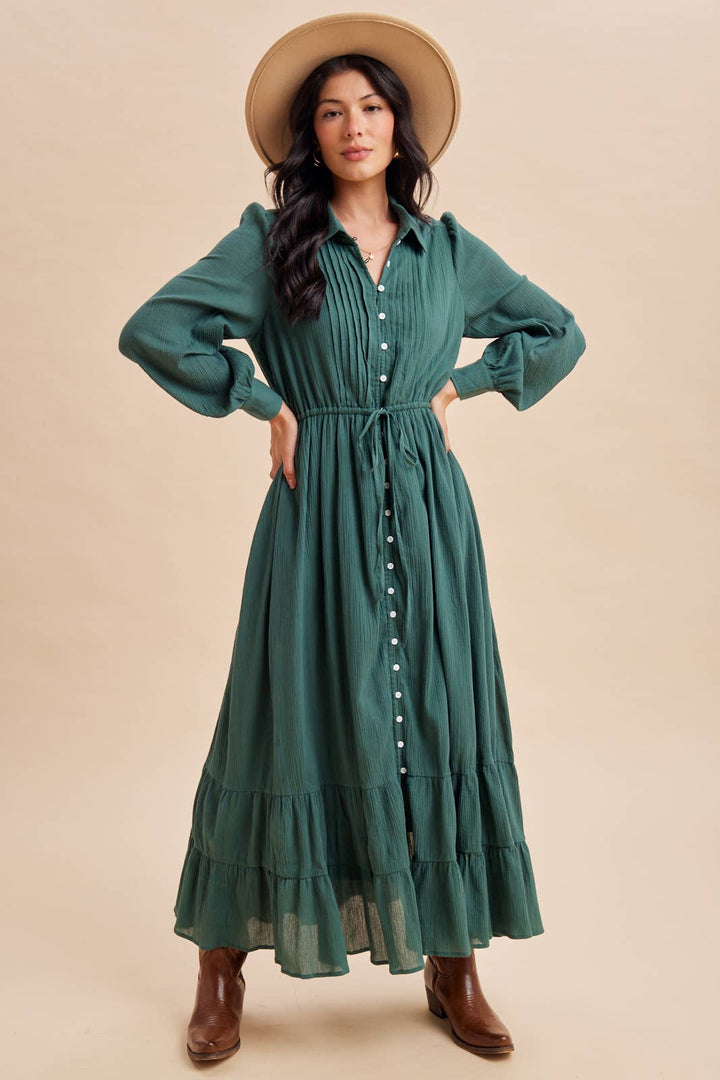 Cotton Maxi Dress in Emerald Green