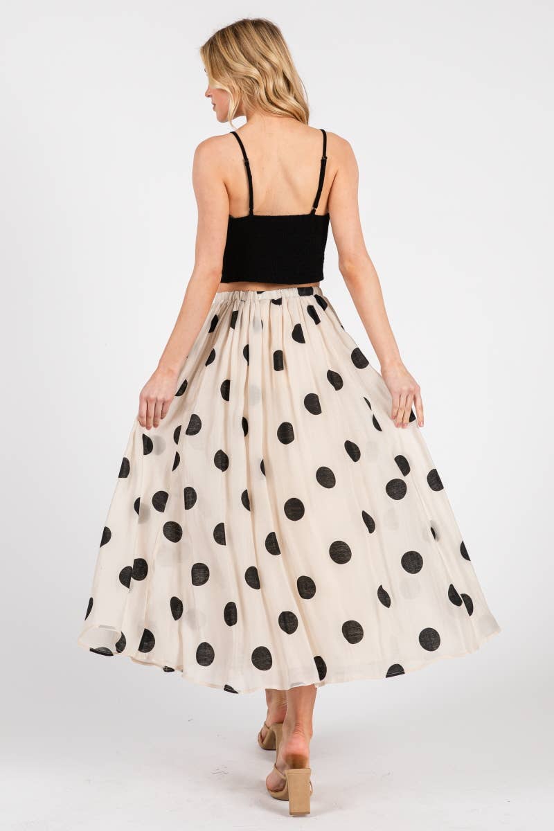 Polka Dot Maxi Skirt in Cream