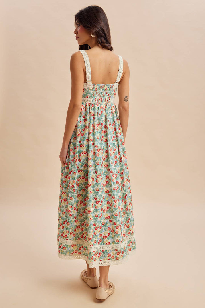 Strawberry Fields Lace Trim Maxi Dress