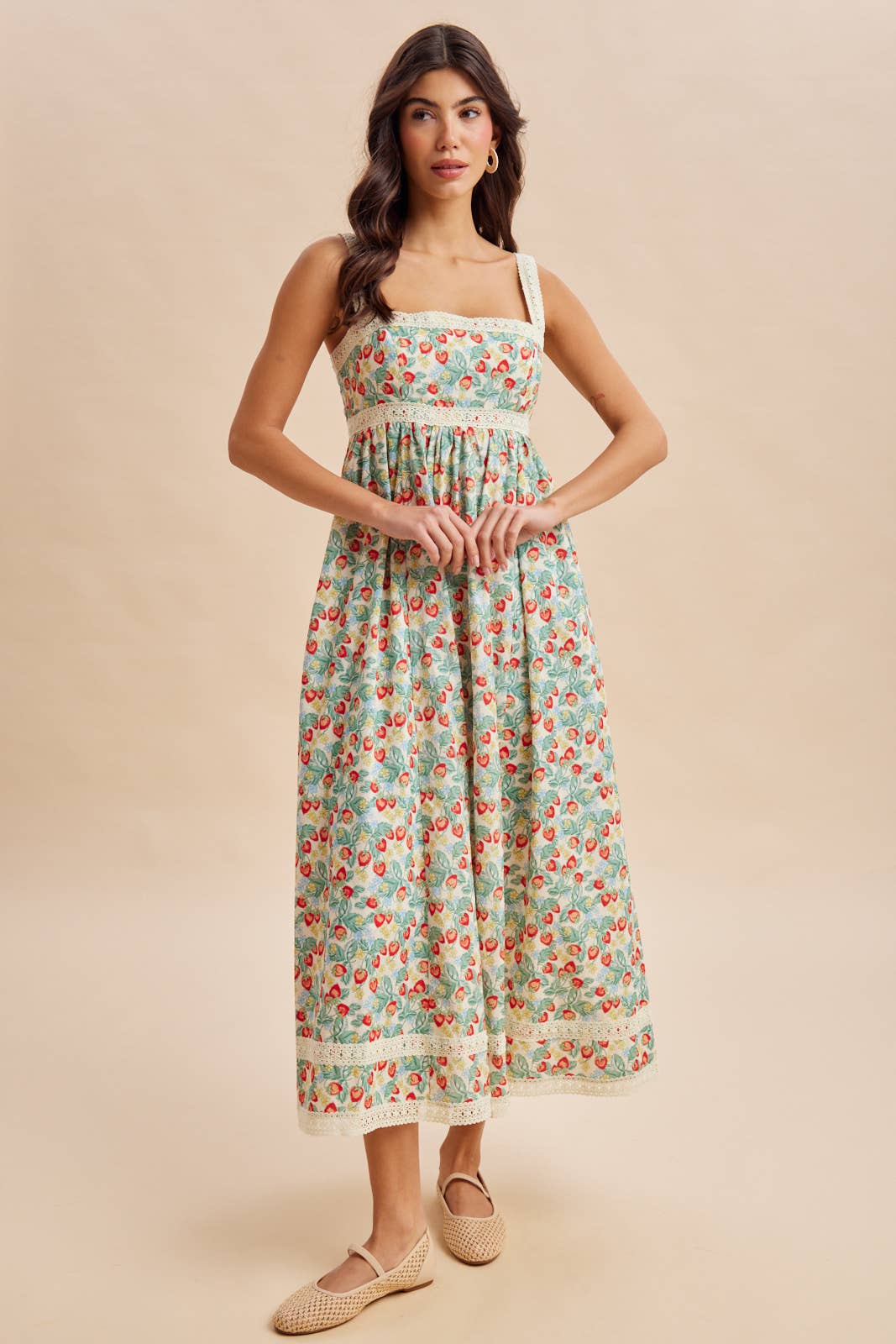 Strawberry Fields Lace Trim Maxi Dress