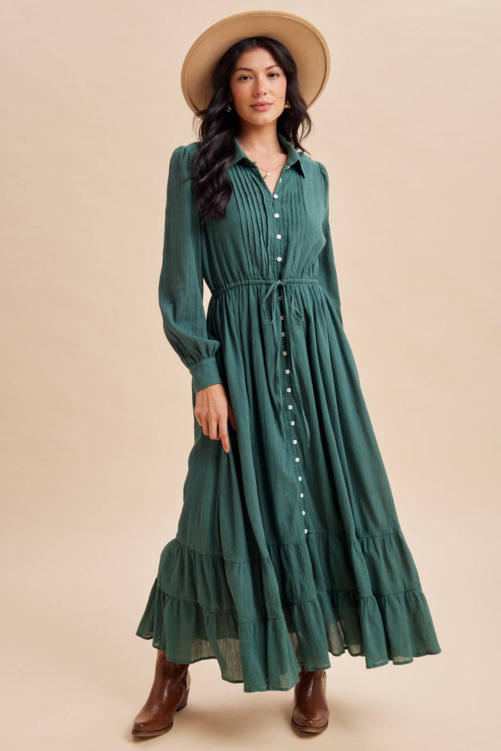 Cotton Maxi Dress in Emerald Green