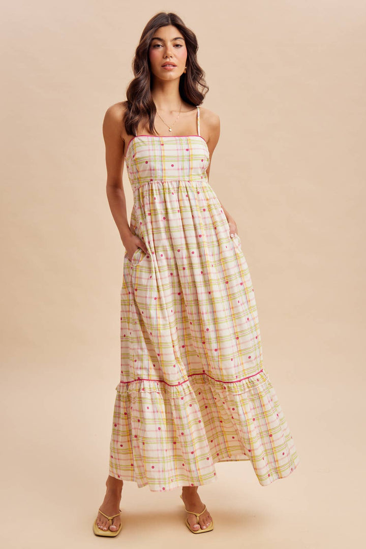 Multi Plaid Maxi Dress