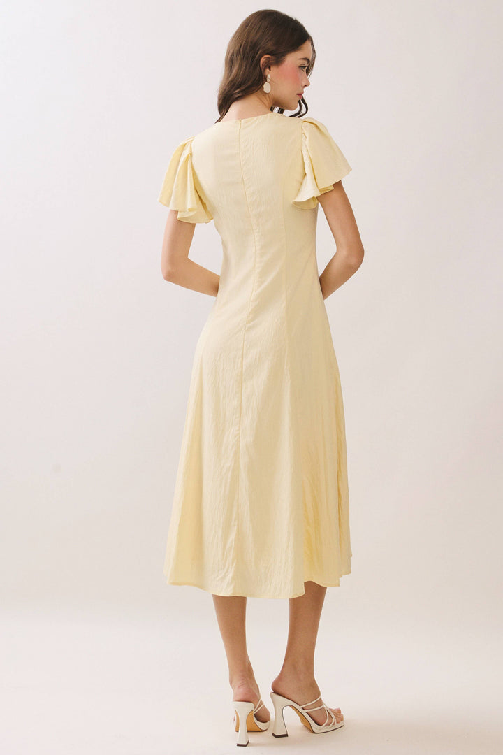 Flutter Sleeve Flowy Midi Dress in Baby Blue