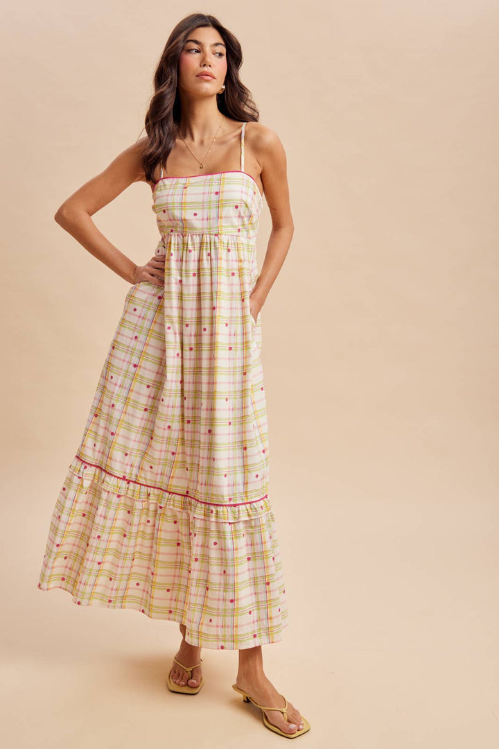 Multi Plaid Maxi Dress