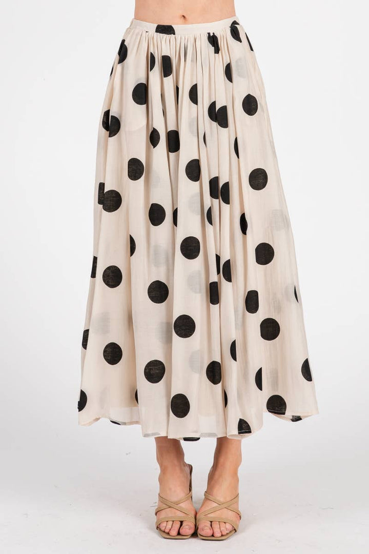 Polka Dot Maxi Skirt in Cream