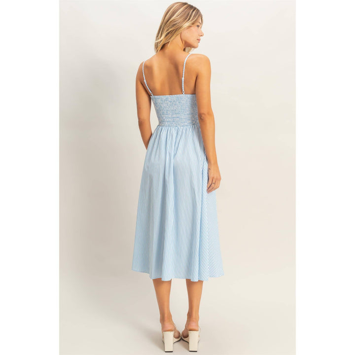 Striped Spaghetti Strap Dress in Light Blue