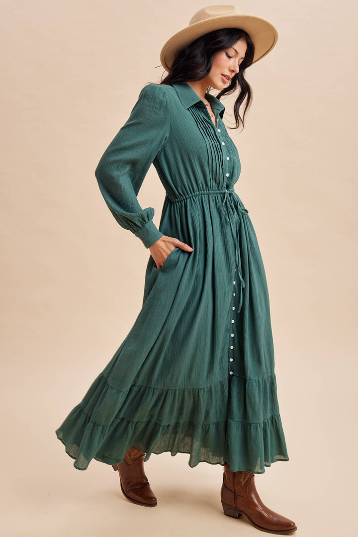 Cotton Maxi Dress in Emerald Green