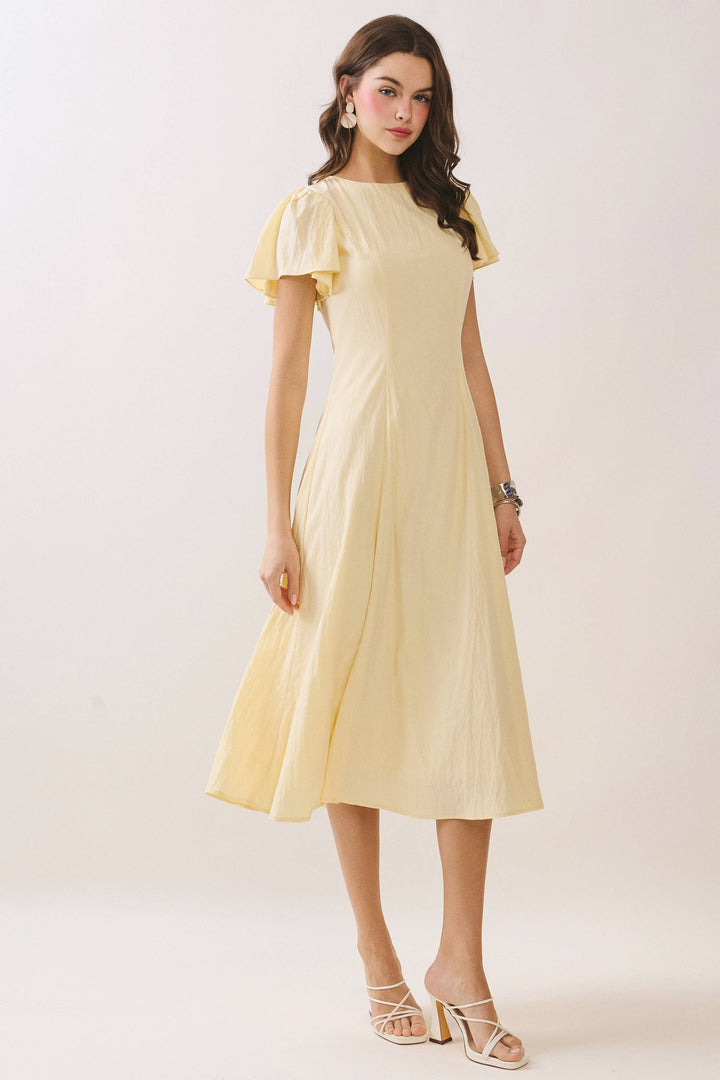 Flutter Sleeve Flowy Midi Dress in Baby Blue