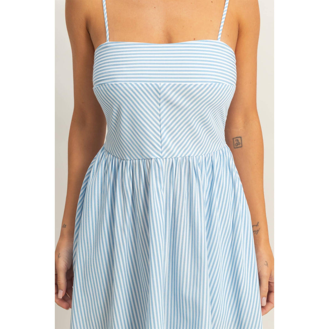 Striped Spaghetti Strap Dress in Light Blue