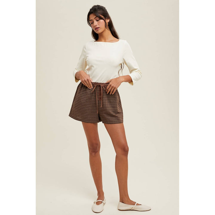 Cream boat neck knit top – front view