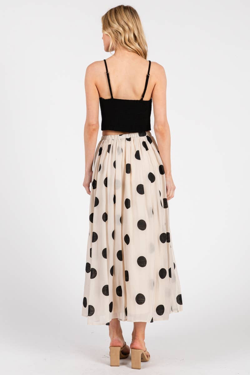 Polka Dot Maxi Skirt in Cream