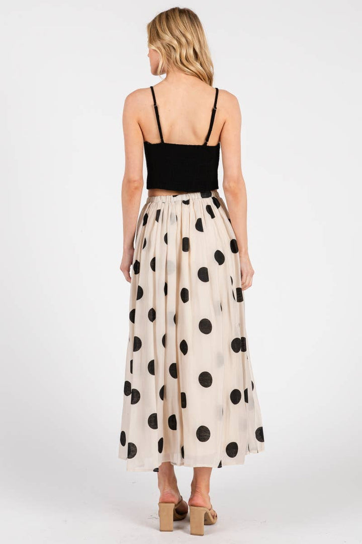Polka Dot Maxi Skirt in Cream
