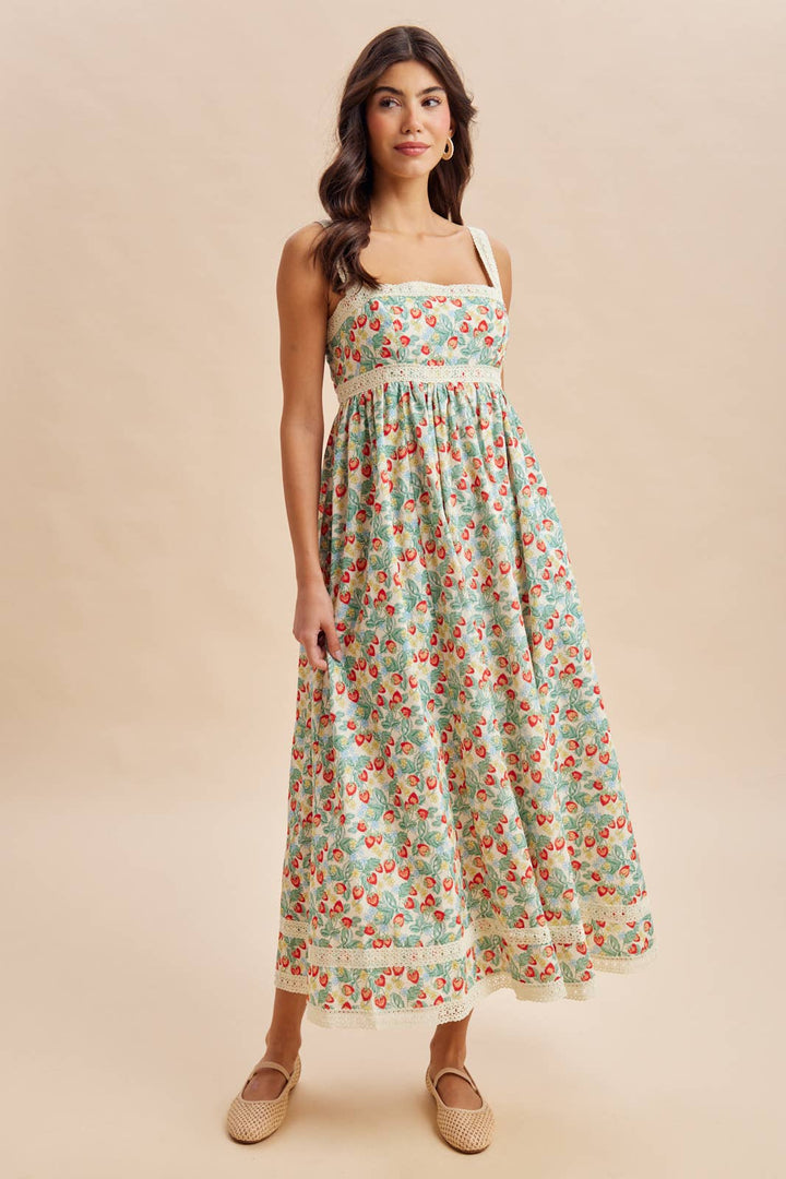 Strawberry Fields Lace Trim Maxi Dress