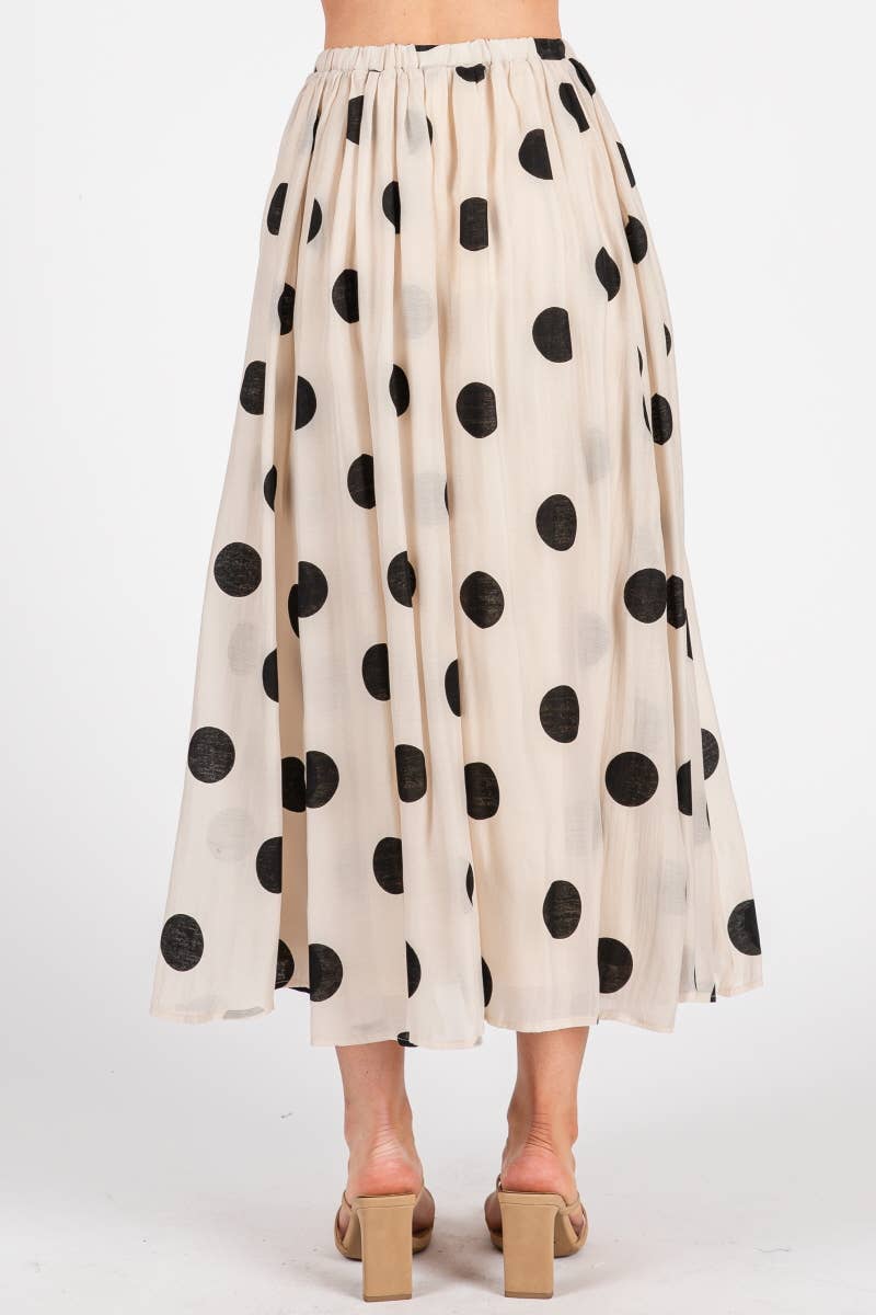 Polka Dot Maxi Skirt in Cream