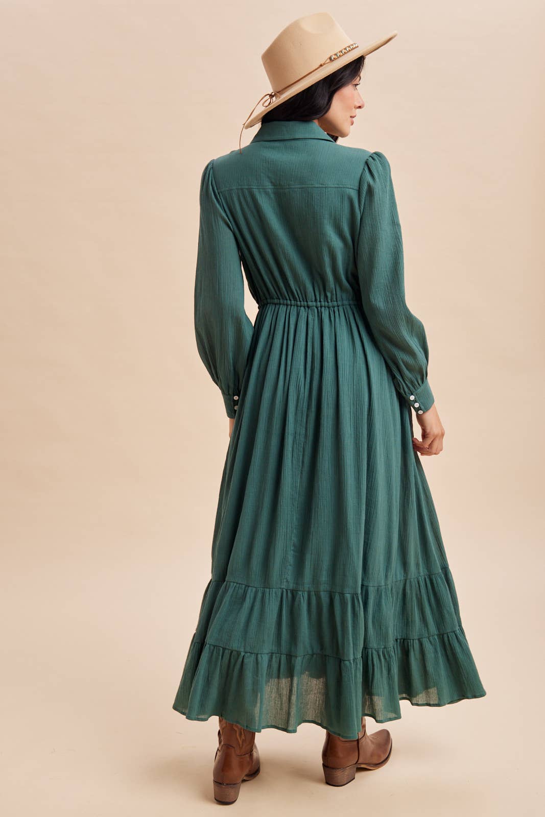 Cotton Maxi Dress in Emerald Green