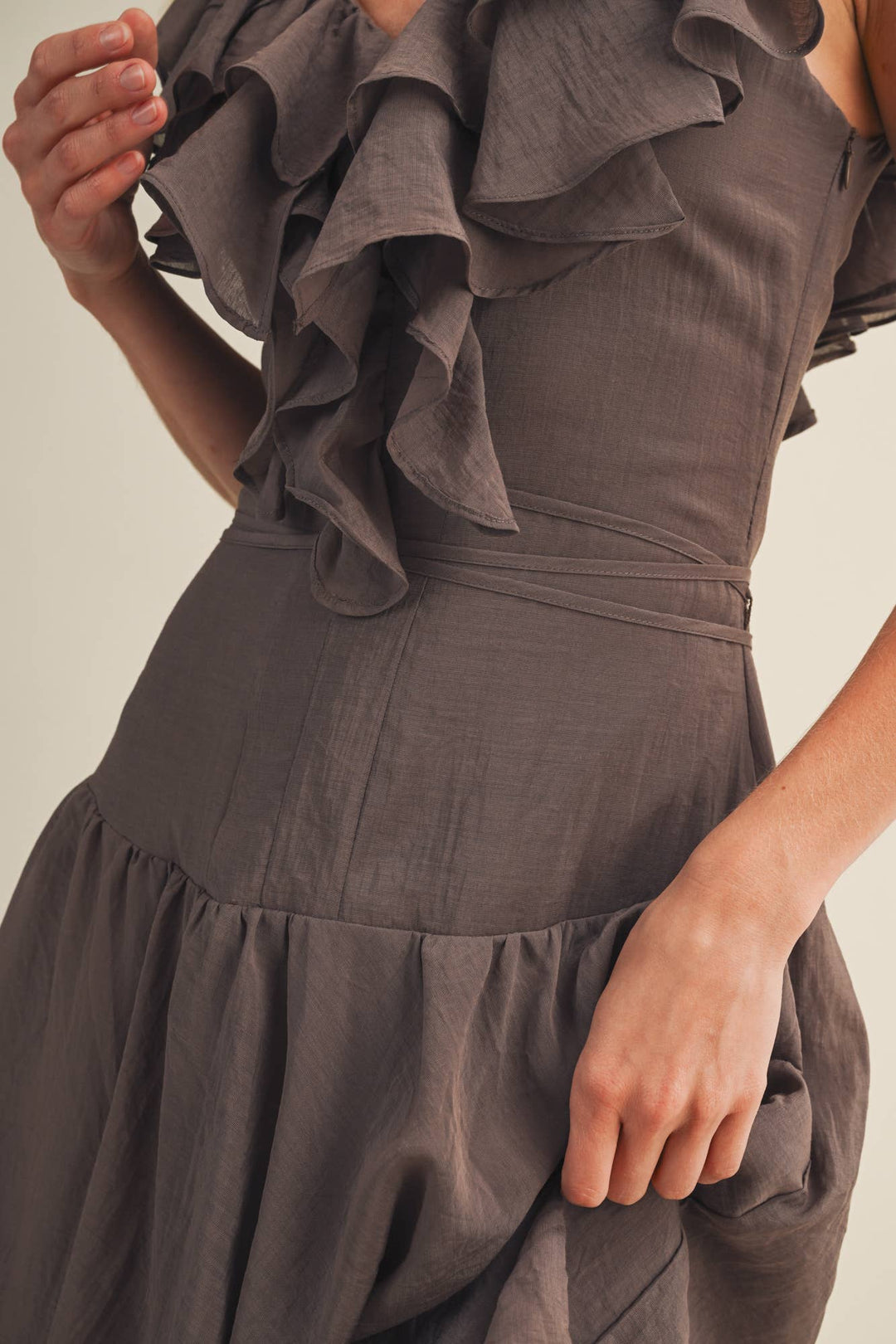 Ruffled Tiered Dress in Chocolate - Available June 24