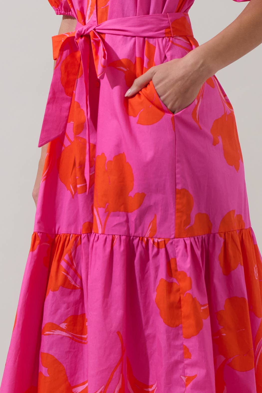 Aurea Floral Tiered Midi Dress