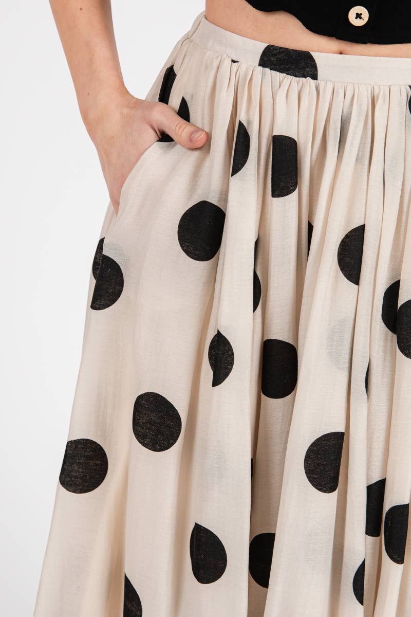 Polka Dot Maxi Skirt in Cream