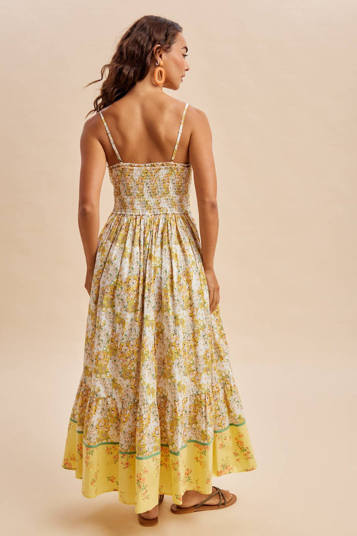 Cotton Piped Border Maxi Dress in Daffodil