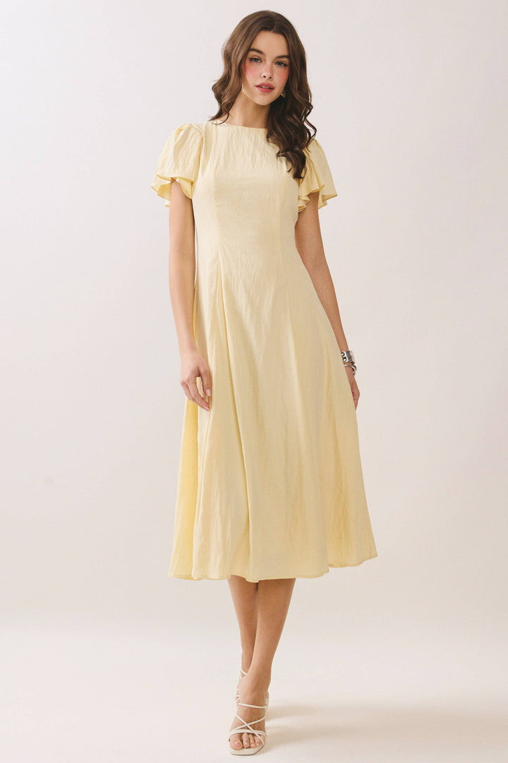 Flutter Sleeve Flowy Midi Dress in Baby Blue