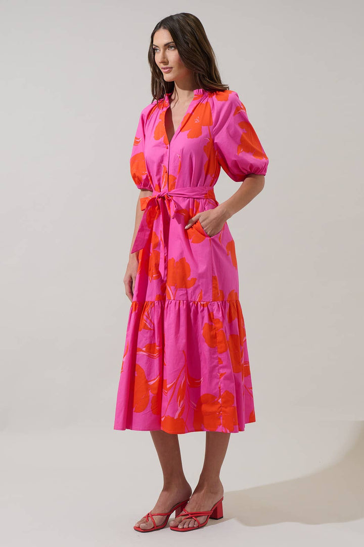 Aurea Floral Tiered Midi Dress