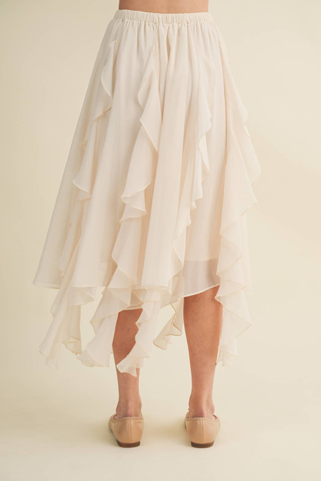 Ruffled Midi Skirt in Ivory - Available June 24